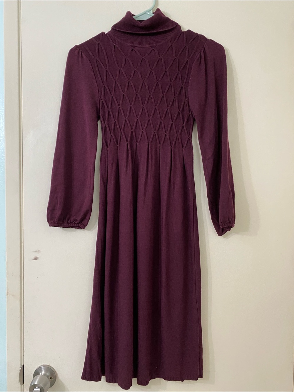 Max Studio Plum Turtleneck Long Sleeve Midi Dress